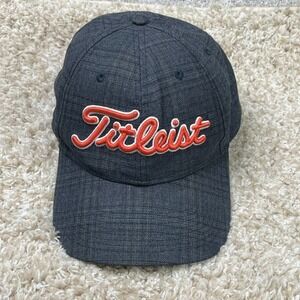 Titleist‎ Golf Hat Cap Strapback Grey Orange Script Logo Wool Blend Mens Golfing